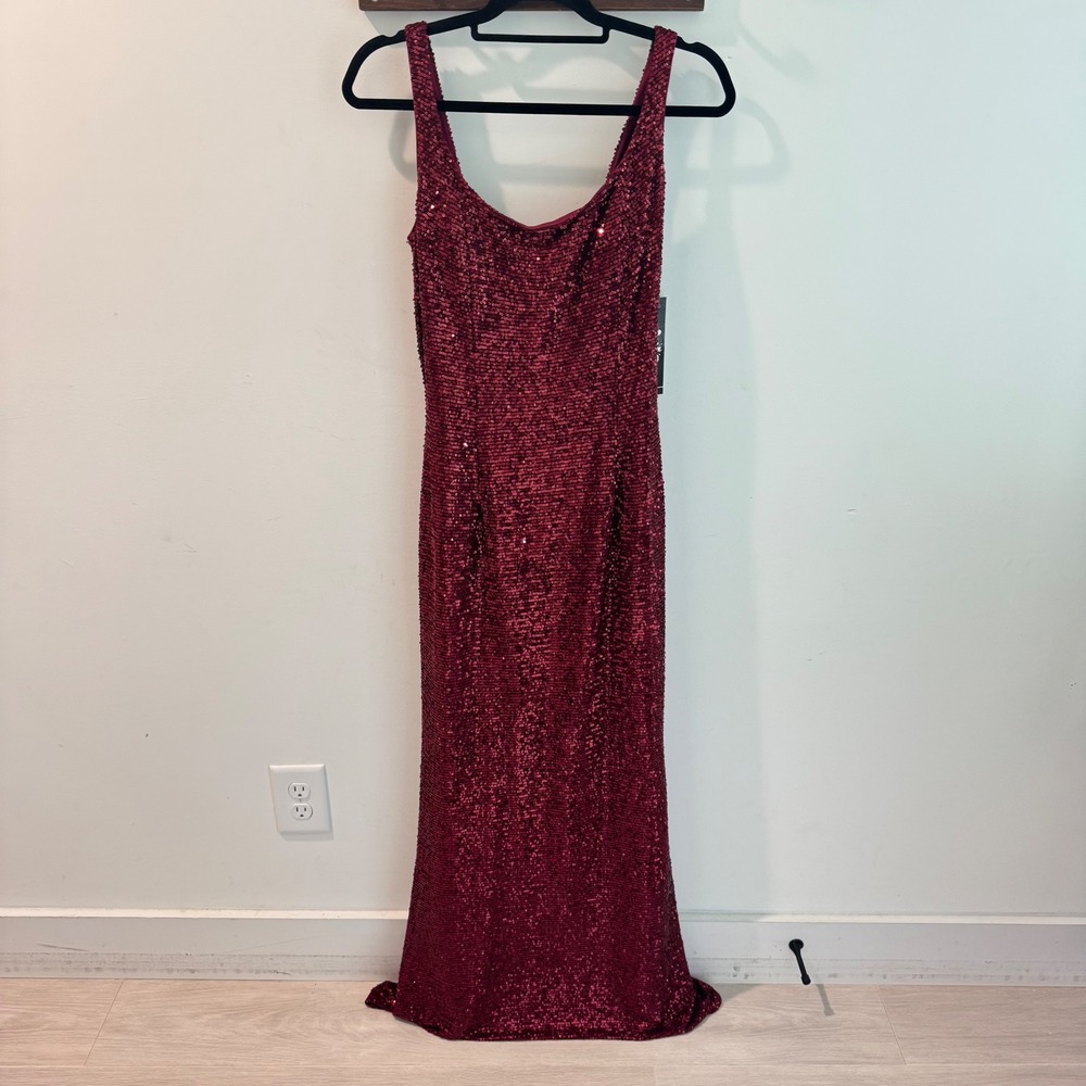 Jump Apparel Wine Red Sequin Lace Up Corset Back Formal Prom Gown Dress Sz 11/12